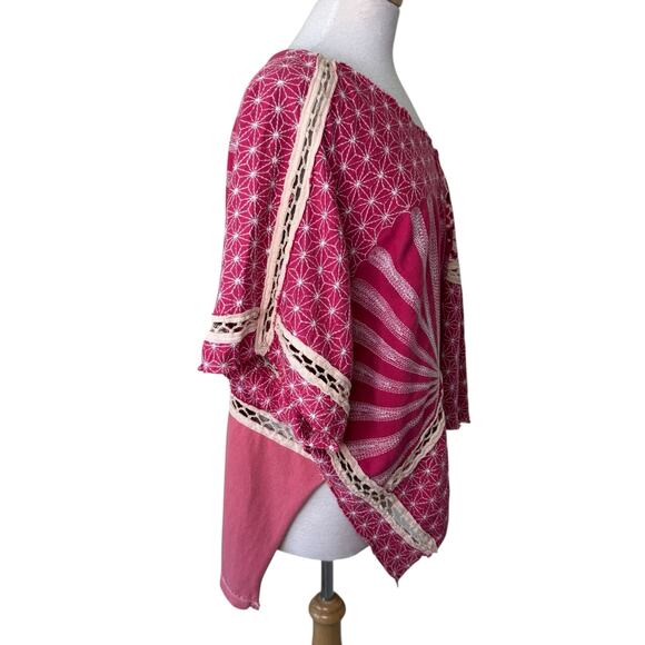 FREE PEOPLE Thunder Road Tee Western Bandana Boho Oversized XS - Picture 4 of 12